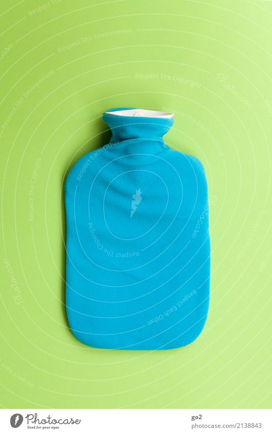 hot-water bottle Healthy Health care Medical treatment Well-being Relaxation Winter Hot water bag Warmth Blue Green Cold Pain Common cold Cozy Colour photo