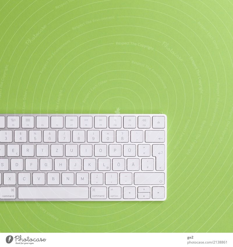 Keyboard on green background School Academic studies Work and employment Profession Office work Workplace Economy Media industry Advertising Industry Business