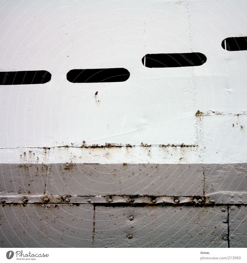 [KI09.1] - Seamen's sheet metal Workplace Navigation Watercraft Metal Rust Historic Gray White Metalware Iron Stitching Welding seam Rivet Tin Slit Gangway