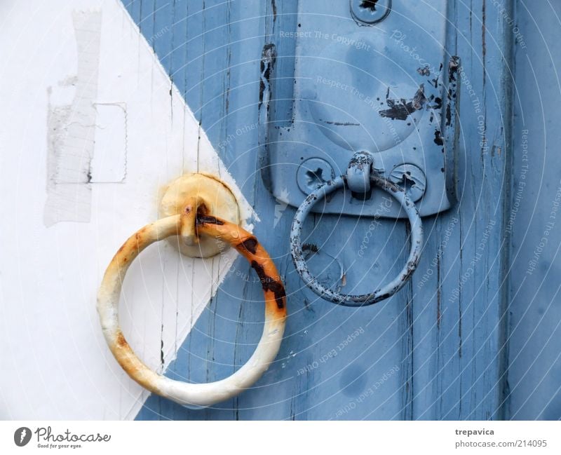 ... knock knock... House (Residential Structure) Building Door Wood Metal Rust Old Esthetic Cold Wet Blue White Deserted Castle Closed Circle Circular