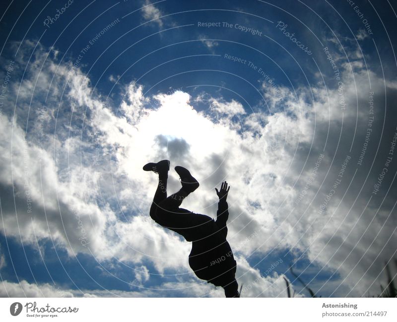 1-hand stand Human being Masculine Young man Youth (Young adults) Man Adults Arm Hand Legs Feet 18 - 30 years Nature Air Sky Clouds Summer Weather