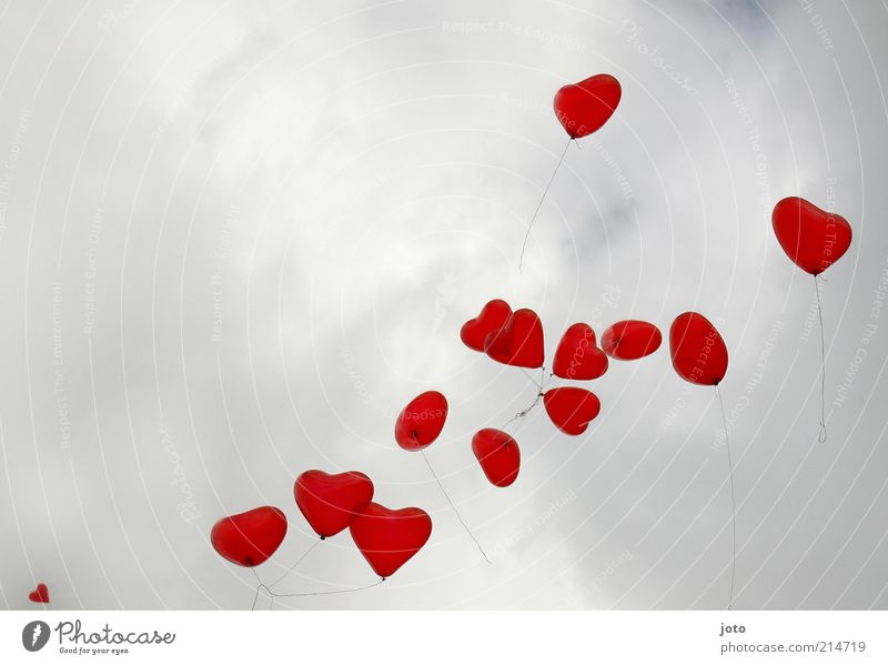 again herzchenzeit Valentine's Day Mother's Day Heart Flying Happy Kitsch Together Love Desire Life Relationship Ease Joy Attachment Red Easy Balloon Sky Air