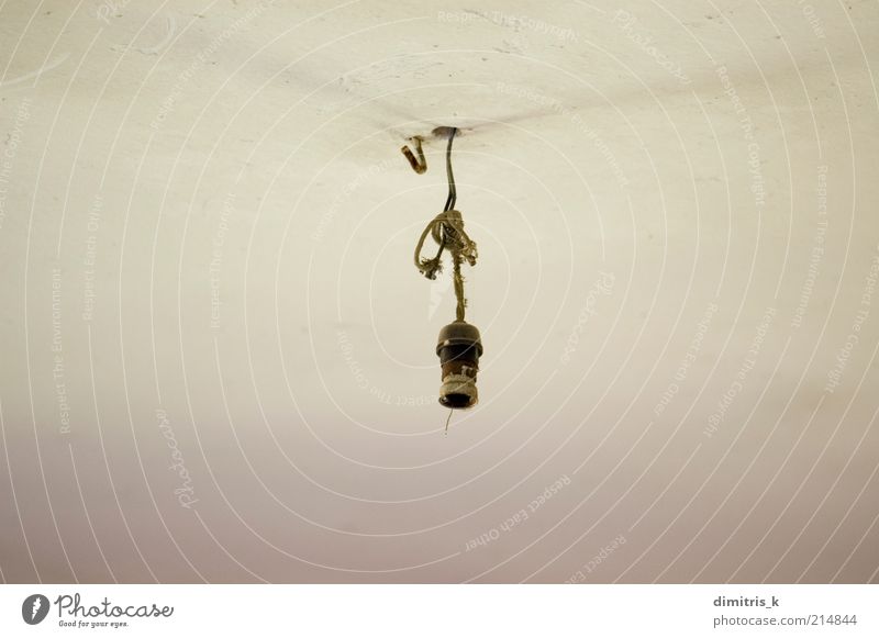 light wires Rope Ruin Old White Decline abandoned ceiling bare electrical wiring Wire bulb broken Hanging Socket metal scratched Consistency Background picture