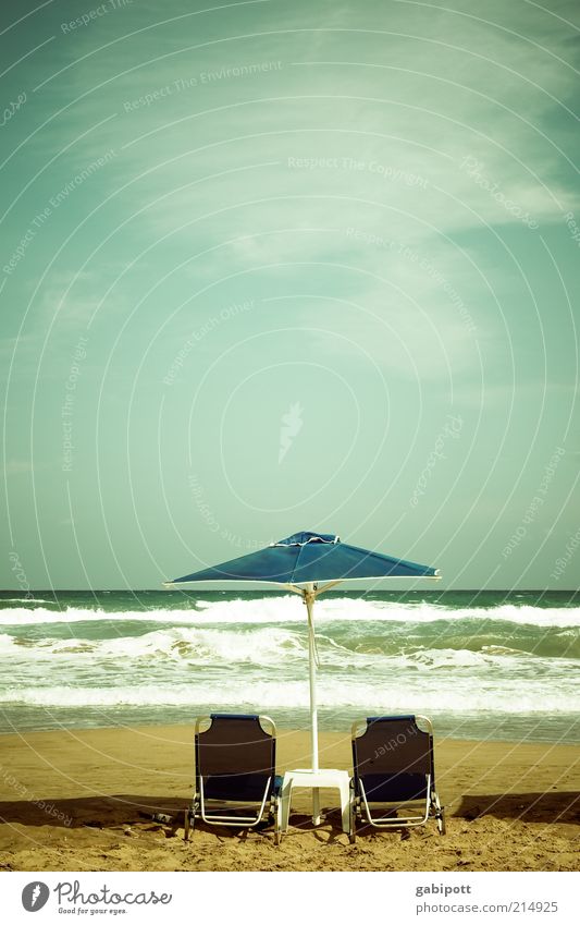 summer sun parasol Vacation & Travel Summer Summer vacation Sunbathing Beach Ocean Waves Crete Greece Free Hot Wanderlust Wellness Leisure and hobbies