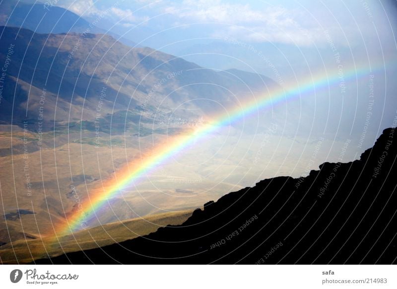 Damavand's Rainbow Nature Landscape Sky Clouds Sunlight Summer Beautiful weather Rock Mountain Canyon Iran Near and Middle East Asia Fresh Bright Tall Wet
