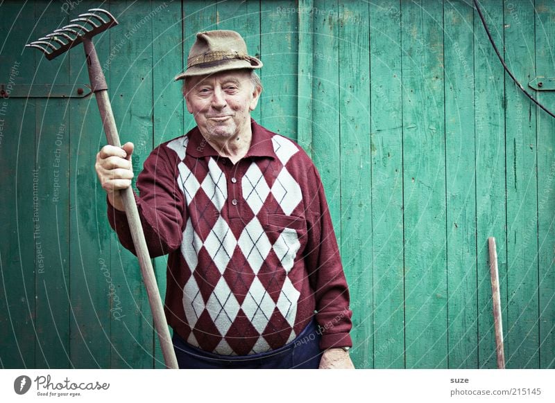 Stelldichhin Leisure and hobbies Garden Gardening Human being Masculine Male senior Man Grandfather Senior citizen 1 Hat Old Friendliness Green Gardener
