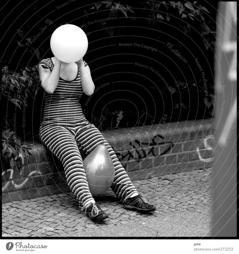 ? ? ? Feminine Artist Circus Sidewalk Funny Crazy Balloon Anonymous Hide Blow Striped Sit Slapstick Sphere Faceless Trashy Street life Style Punk Pattern