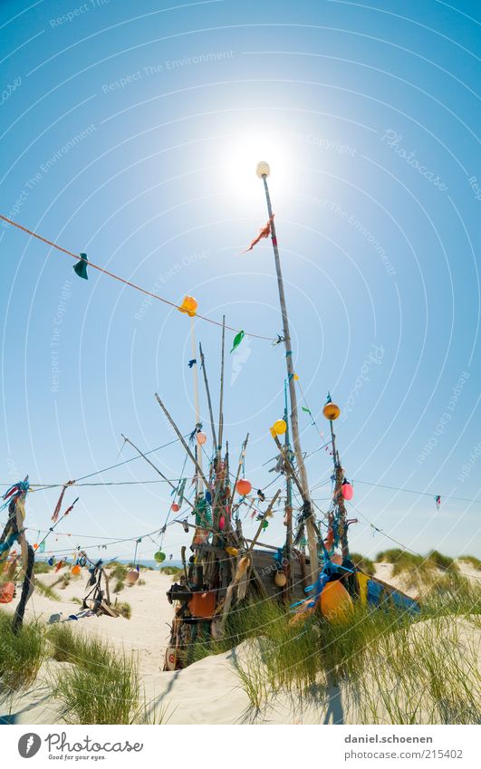amrum Vacation & Travel Summer Summer vacation Beach Island Cloudless sky Beautiful weather North Sea Bright Blue Multicoloured Deserted Copy Space top Day