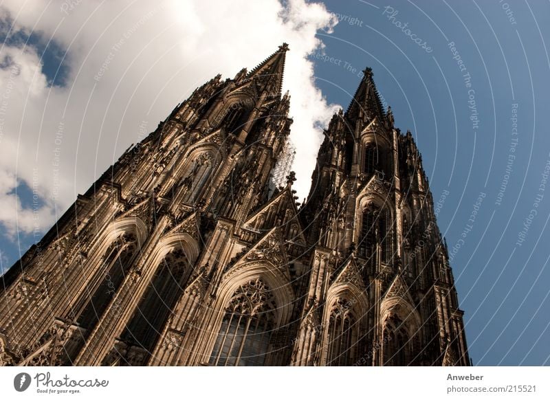 Cologne Cathedral in a sloping position Germany North Rhine-Westphalia Europe Old town High-rise Church Dome Tower Manmade structures Building Architecture