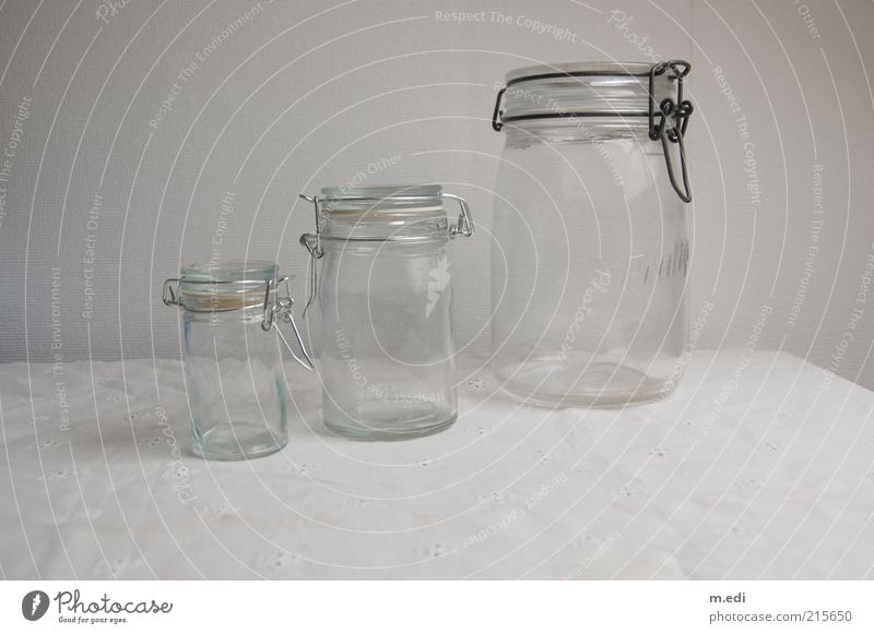 preserving jars Bowl Packaging Preserving jar Glass Stand Bright White Esthetic Colour photo Size Small Large Medium Reflection Deserted Copy Space bottom Empty