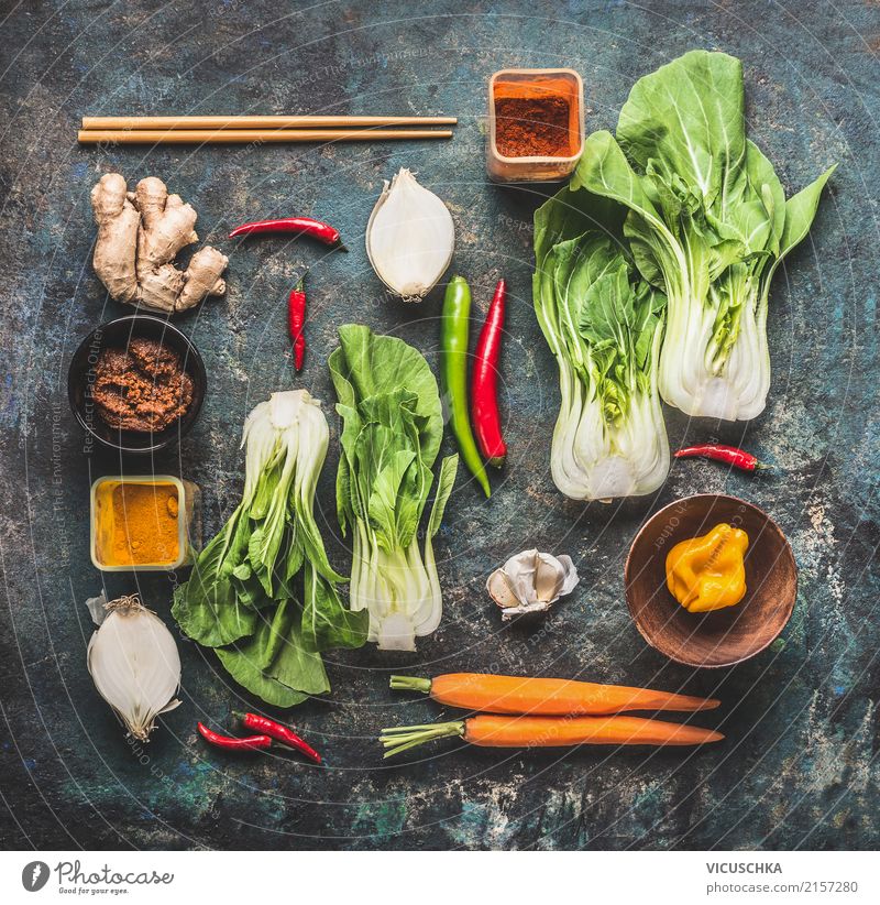Asian Cuisine Ingredients Food Vegetable Herbs and spices Nutrition Vegetarian diet Diet Asian Food Crockery Style Design Healthy Eating Life Kitchen Restaurant