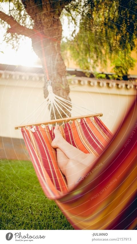 Girl is relaxing in a hammock Lifestyle Beautiful Healthy Wellness Harmonious Well-being Contentment Relaxation Calm Vacation & Travel Summer Summer vacation
