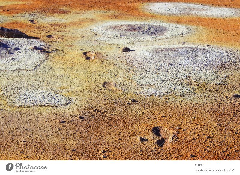 moon landing Environment Nature Landscape Climate Volcano Footprint Exceptional Hot Orange Iceland geothermal area Hot springs Mývatn Source Sulphur Hell Tracks