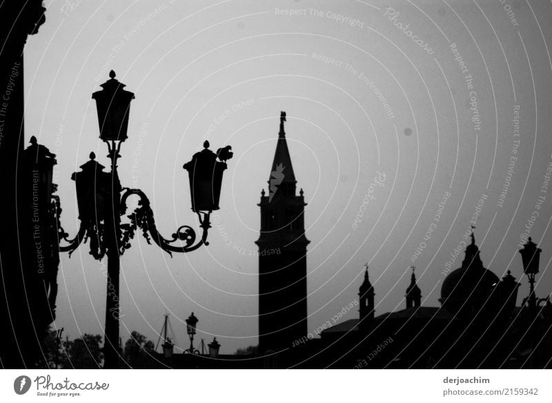 Contours in St. Mark's Square...-Venice. Backlight photo of towers and lanterns. Design Trip Summer Cloudless sky Beautiful weather Downtown Italy Europe Town