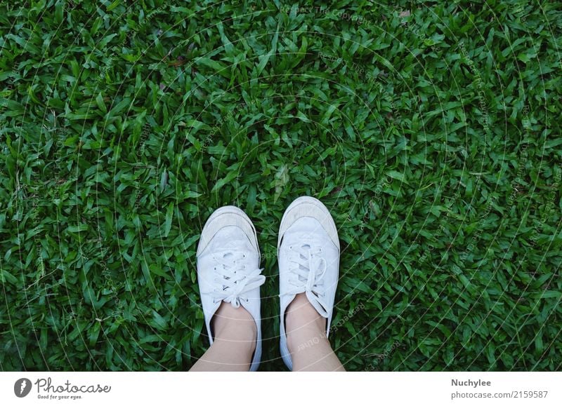 Selfie of feet in shoes on grass Lifestyle Style Vacation & Travel Adventure Freedom Summer Human being Feet Nature Spring Grass Meadow Fashion Footwear