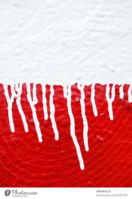dripping paint Art Artist Painting and drawing (object) Graffiti Drop Red White Horror Force Colour Creativity Dripping running streaks Stencil spray Splash