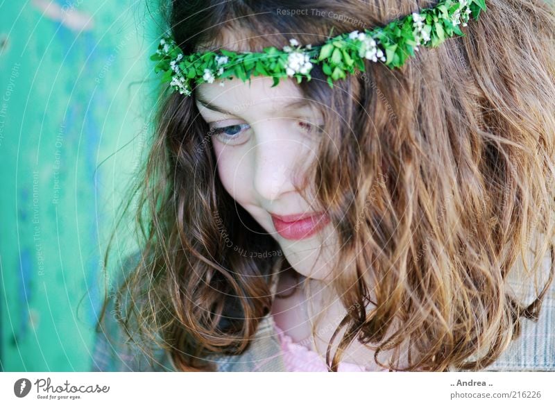 Dance in May III Feminine Looking Think Girl Meditative Child Portrait photograph Brunette Longing Beautiful Friendliness Expectation Face Eyes