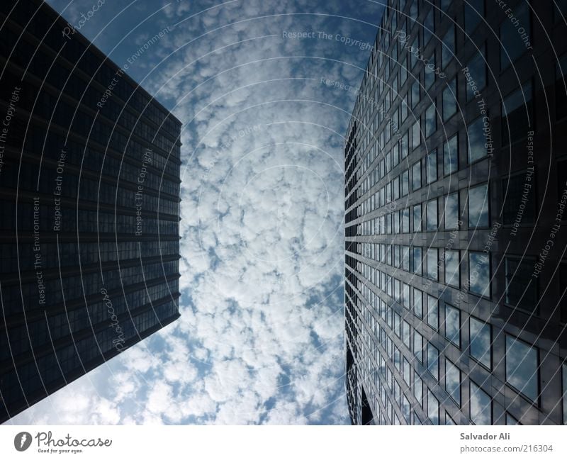 itchy clouds Beautiful weather San Francisco USA California Americas High-rise Bank building Architecture Facade Window Concrete Glass Steel Sharp-edged Simple