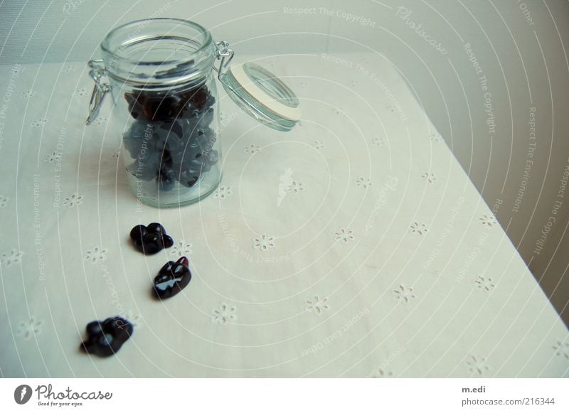 black currant Candy Redcurrant Glass Preserving jar Sweet Colour photo Interior shot Day Open Deserted Tablecloth
