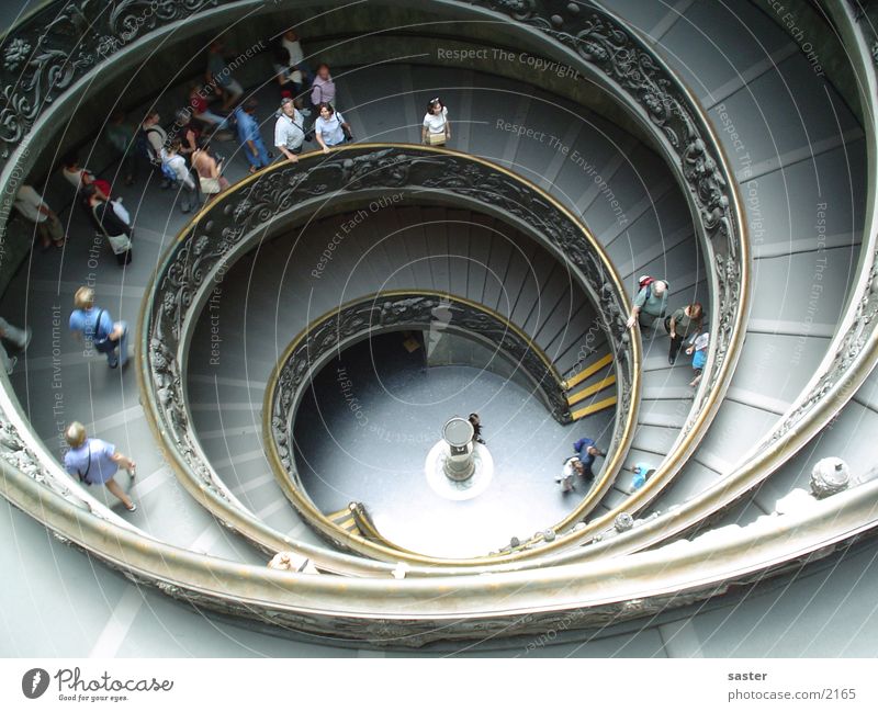 staircase Vatican Papal state Winding staircase Middle Tourist Spiral Rotate Rome Circle Focal point Go up Human being House of worship Stairs Looking Snail