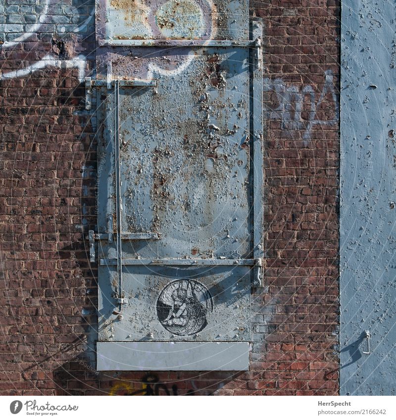 Beautiful decay House (Residential Structure) Manmade structures Building Wall (barrier) Wall (building) Facade Window Door Stone Metal Rust Graffiti Authentic