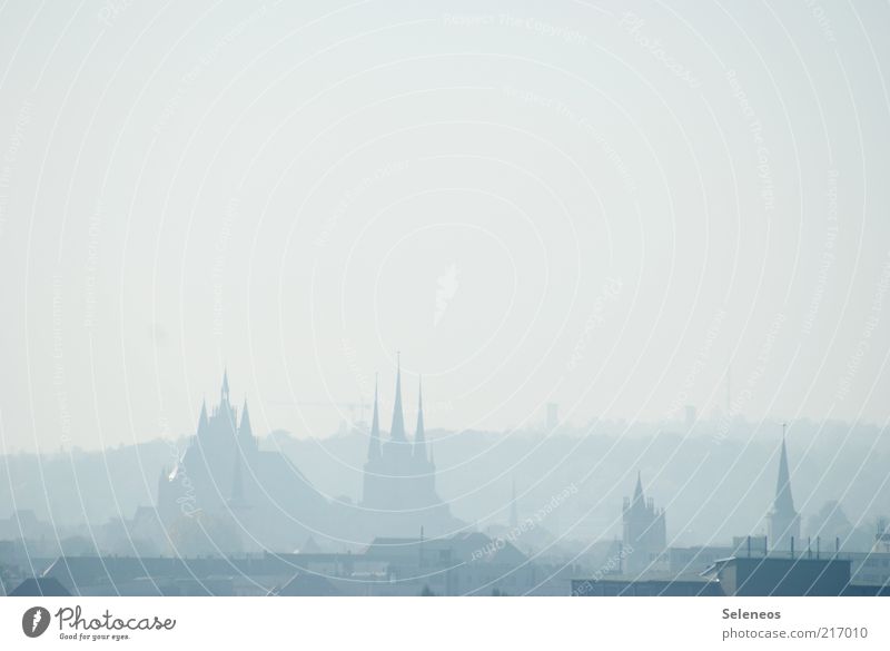 in the fog Vacation & Travel Tourism Trip Sightseeing City trip Weather Fog Erfurt Thuringia Town Capital city Old town Church Dome Historic Belief