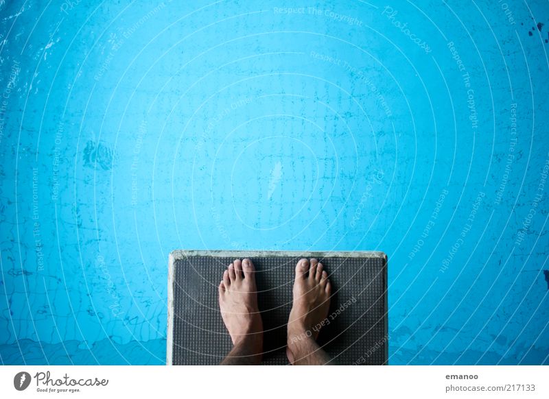 step into the blue Swimming & Bathing Leisure and hobbies Sports Aquatics Sportsperson Swimming pool Human being Feet 1 Water Stand Tall Wet Blue High diving