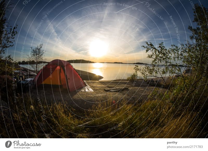 Scenic tent spot Vacation & Travel Tourism Adventure Freedom Camping Summer Summer vacation Ocean Island Nature Landscape Earth Water Sky Clouds Sun Sunrise