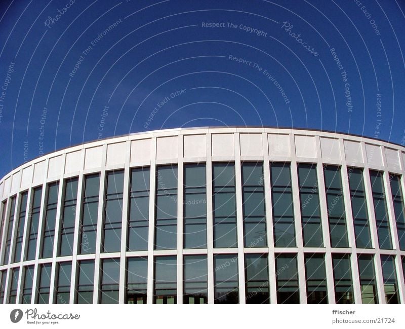 (Half-)Round Thing Simple Dark Sterile Building Architecture Modern Clarity Blue Bright Intersection Glass Berlin