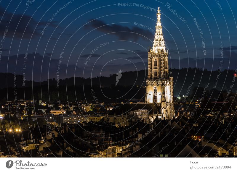 Bern Cathedral at night Münster Church Canton Bern Berne Switzerland Night Long exposure Light Old town