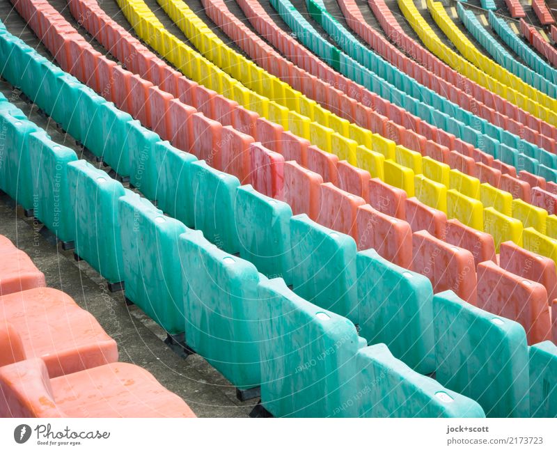 Ranking colorful Style Stands Stadium Row Sequence Prenzlauer Berg Seat Seating Row of seats Plastic Signs and labeling Line Exceptional Long Many Moody