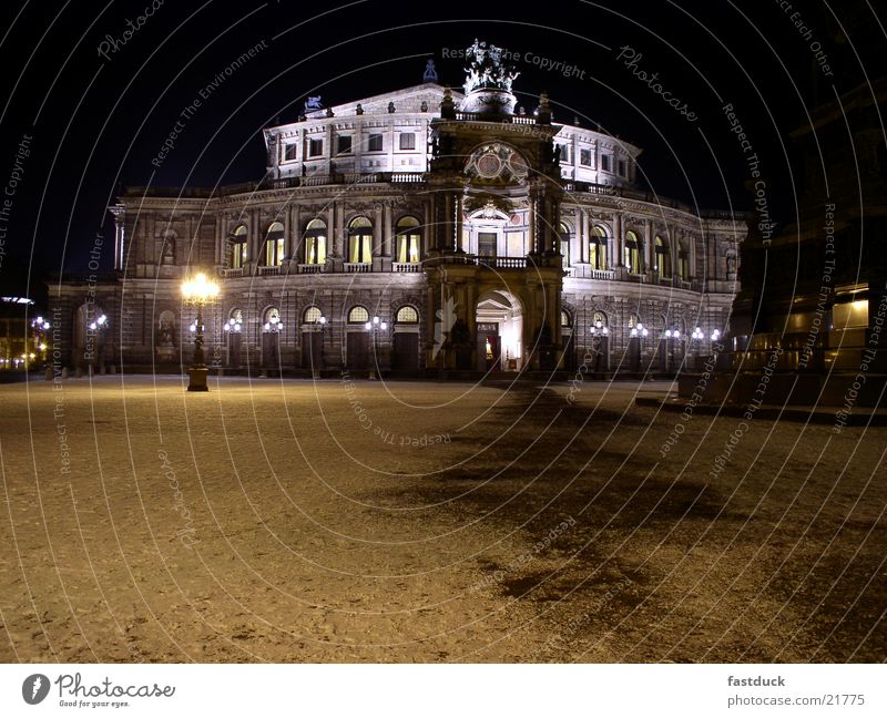 Semper Opera Dresden Winter Night Black White Architecture