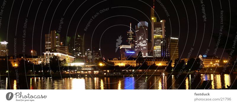 Lighthouses (Panorama) Frankfurt Town High-rise Night Long exposure Main Autumn Architecture skyscrapers Water River