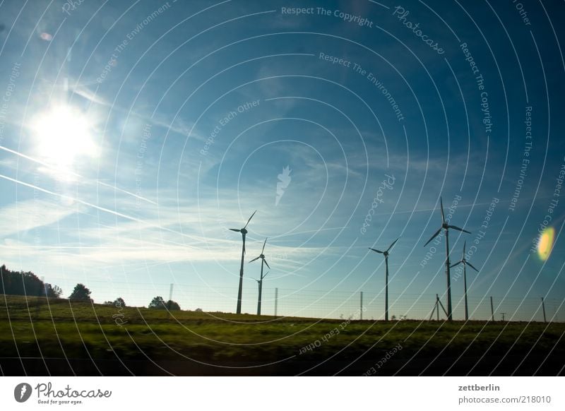 wind Technology Energy industry Renewable energy Wind energy plant Industry Environment Nature Landscape Summer Meadow Field Cheap Rotor Colour photo