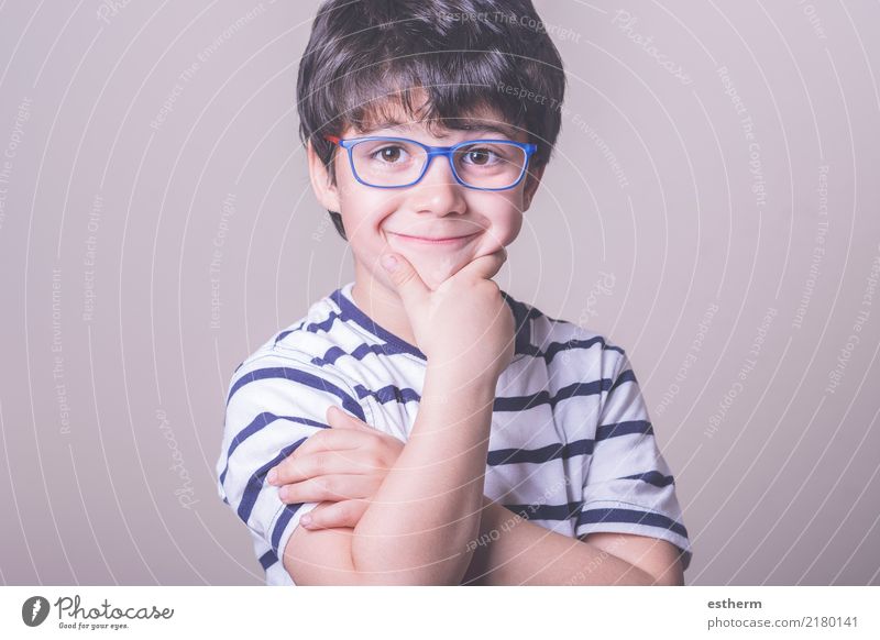 smiling boy with glasses Lifestyle Joy Health care Wellness Human being Masculine Child Toddler Boy (child) Infancy 1 3 - 8 years Eyeglasses Fitness Smiling