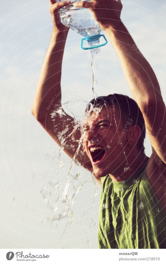 Fun! Sports Fitness Sports Training Sportsperson Esthetic Water Drops of water Jet of water Inject Summer Playing Refreshment Wet Fresh Cold Joy Cooling