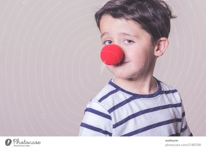 Child with clown nose Joy Party Event Feasts & Celebrations Carnival Human being Masculine Toddler Boy (child) Infancy 1 3 - 8 years Smiling Laughter