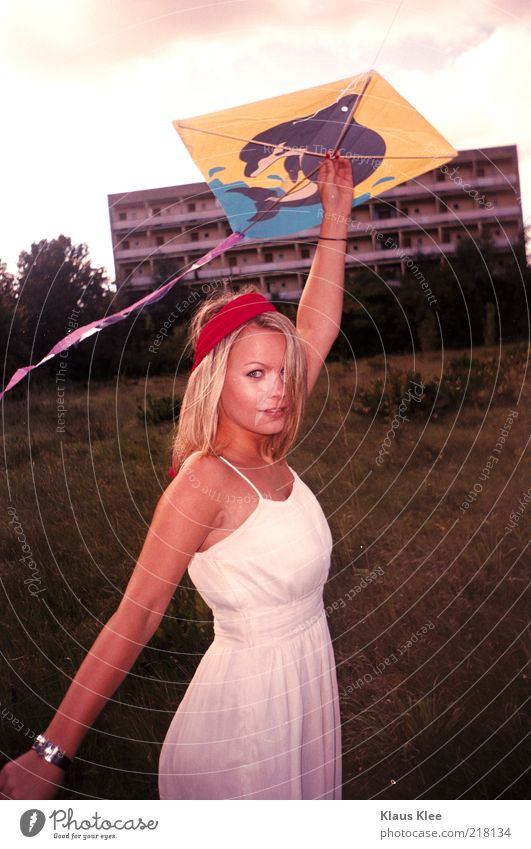 AND LET YOUR KITES RISE :: Young woman Youth (Young adults) Dragon Prefab construction Dolphin Dress Clock Headband Morning Back-light climb the kite