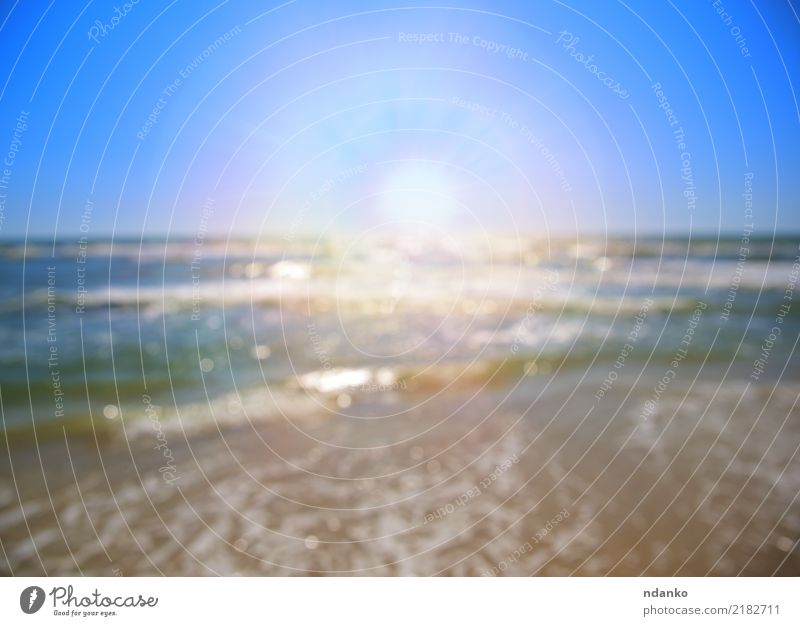 view of the sea with a bright sun Relaxation Vacation & Travel Summer Sun Beach Ocean Nature Landscape Sand Sky Coast Line Blue White Tropical sunny foam