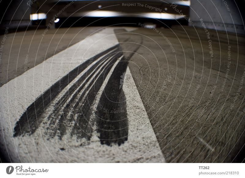 whacky Transport Traffic infrastructure Motoring Street Concrete Arrow Stripe Dirty Gray Black White Fear Chaos Safety Colour photo Close-up Detail
