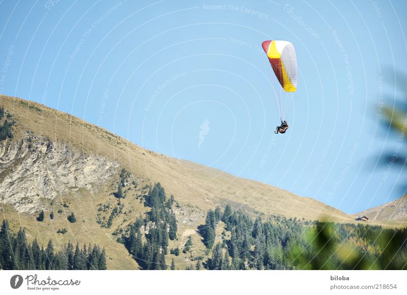 flying weather Sports Sky Wind Alps Mountain Flying Hang glider Parachute Flying sports Freedom Hover Glide Air Ease Adventure Longing Extreme sports