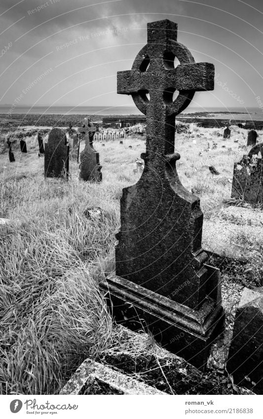 Cemetery by the sea Meadow Threat Northern Ireland Crucifix Tombstone Cold Creepy Feral Loneliness Religion and faith Anonymous Far-off places Field Comfortless