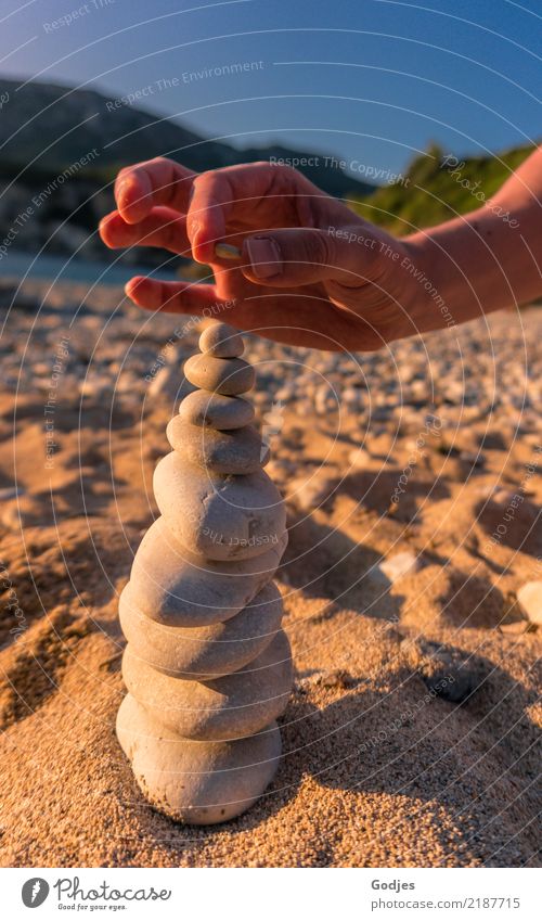 ... on stone... Masculine Man Adults Arm Hand 1 Human being 30 - 45 years Nature Sand Cloudless sky Summer Beach liapades Corfu Stone Build Vacation & Travel
