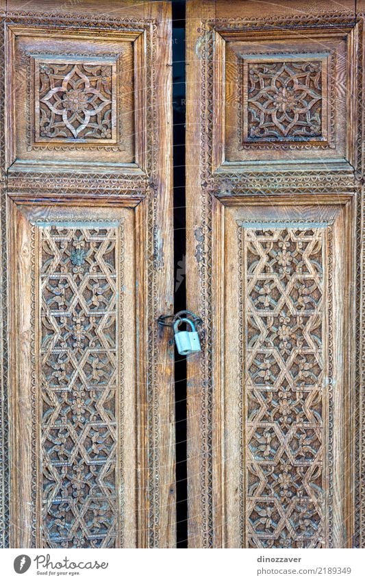 Old wooden carved door Design Beautiful Decoration Craft (trade) Art Culture Flower Architecture Monument Wood Ornament Historic Religion and faith Tradition