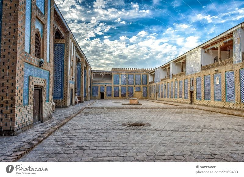 Atrium of the madrassa, Khiva House (Residential Structure) Decoration Art Town Building Architecture Ornament Old Blue Religion and faith Tradition Uzbekistan