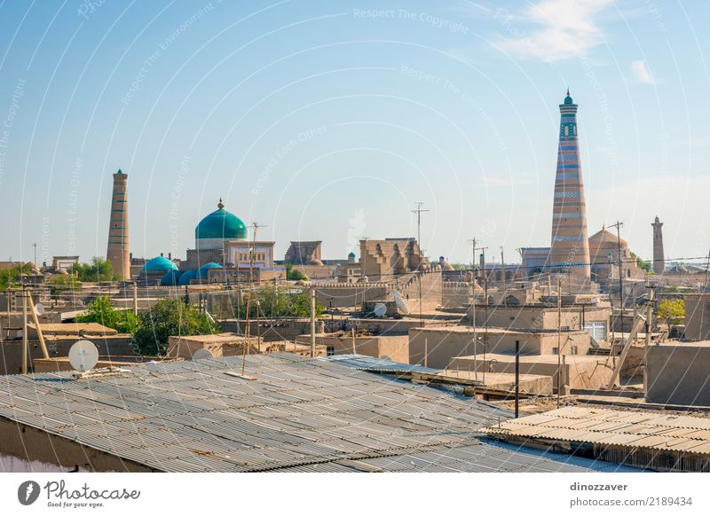 Skyline of Khiva, Uzbekistan Style Design Tourism Decoration Art Town Downtown Old town Architecture Ornament Large Colour Religion and faith Tradition Islam