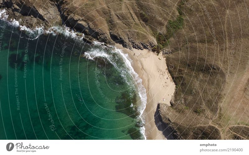 Aerial photo of a little sunny beach in a sea bay between rocks Relaxation Vacation & Travel Tourism Summer Sun Beach Ocean Island Waves Nature Landscape Sand