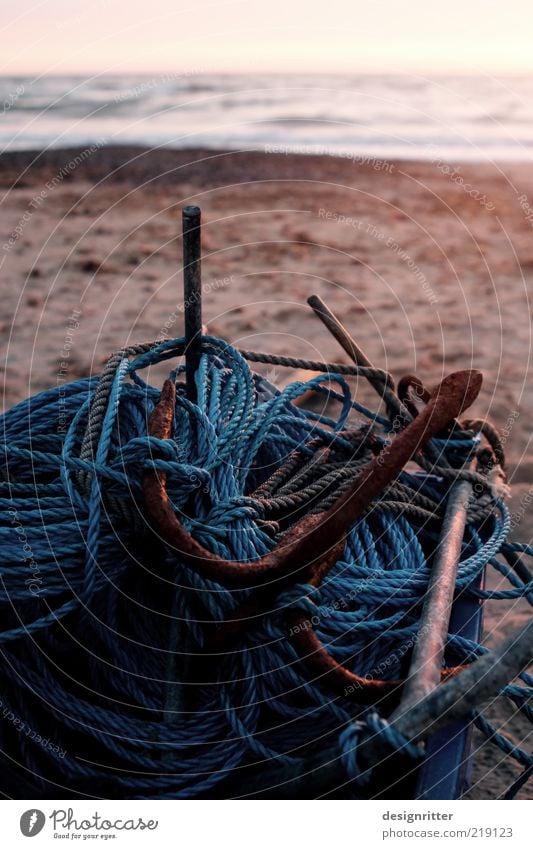 network linkage Fishery Coast Beach North Sea Ocean Fishing boat Anchor Rope Lie Calm Closing time Unemployment Completed End Fish trap Synthesis Connection