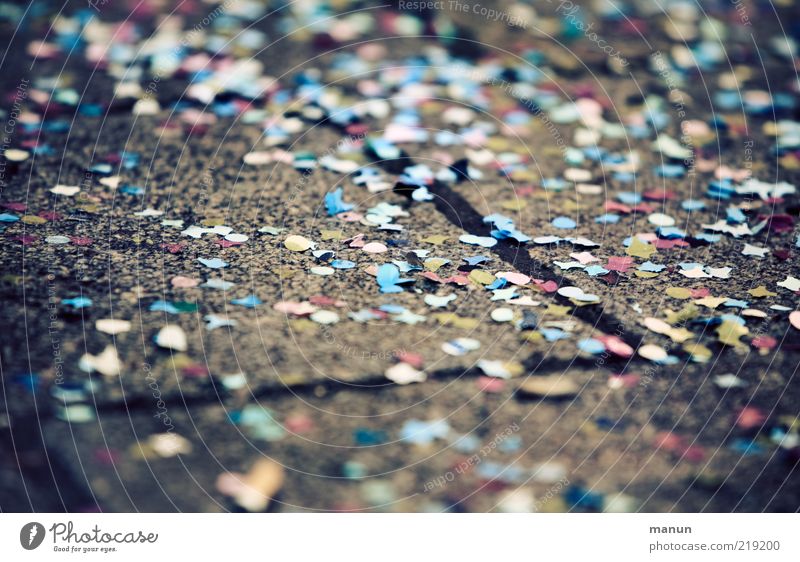confetti Party Event Feasts & Celebrations Carnival Confetti Moody Joy Happiness Exuberance Hung-over Colour photo Exterior shot Close-up Day Lie Deserted