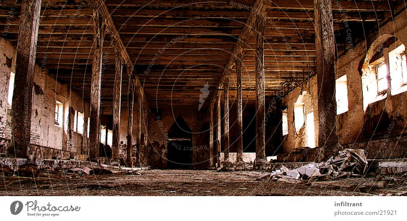 Old stable Barn Building Derelict Agriculture Transience interior view Interior shot